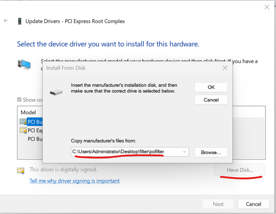 Install The Filter Driver From Disk
